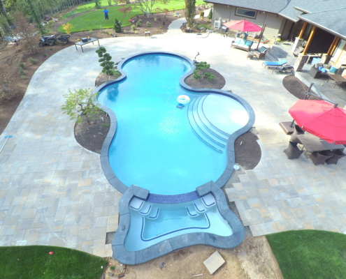 freeform pool with spa
